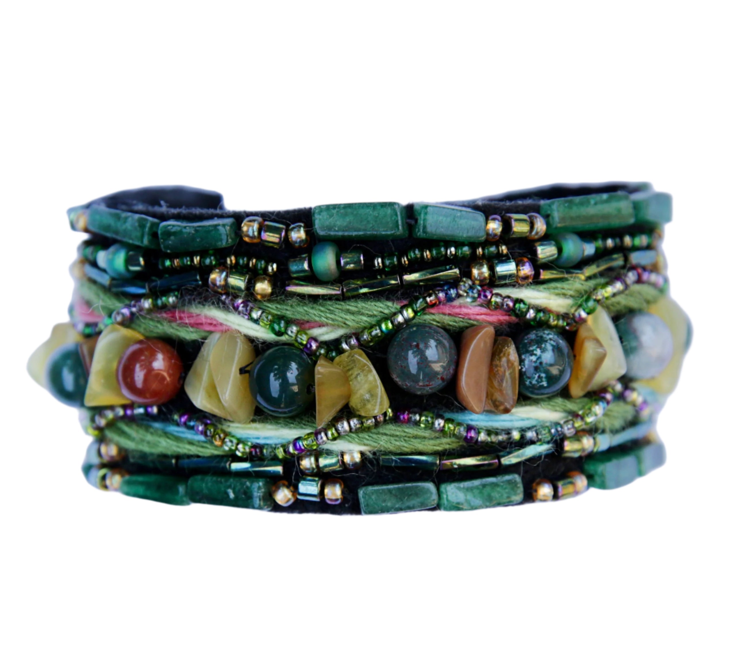 Polychrome Jasper, Green Aventurine & Citrin Beaded Bracelet