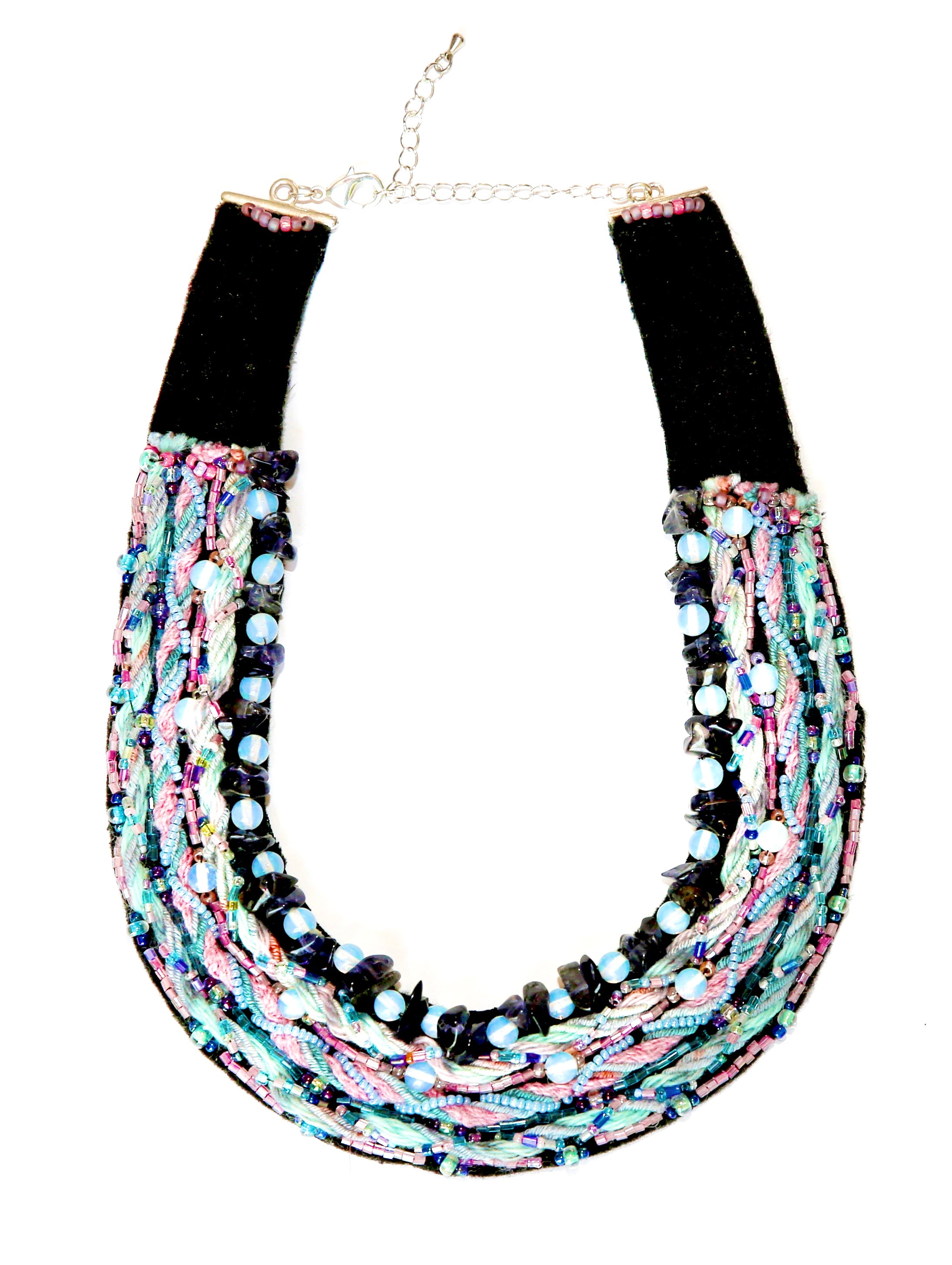 Opalite and Amethyst One of a kind Bib Necklace