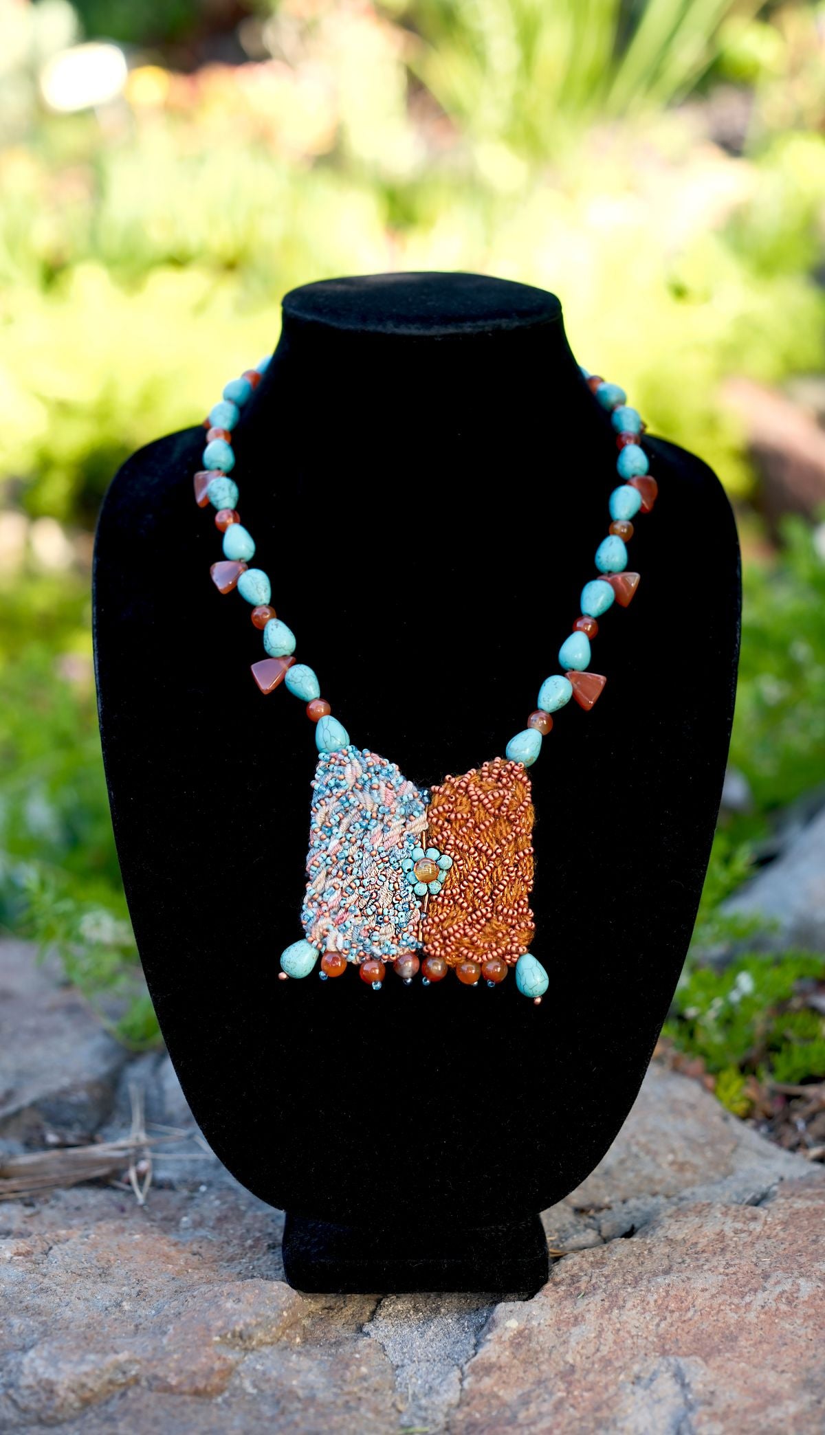 Talisman inspired necklace, Agate, Magnesite & Turquoise