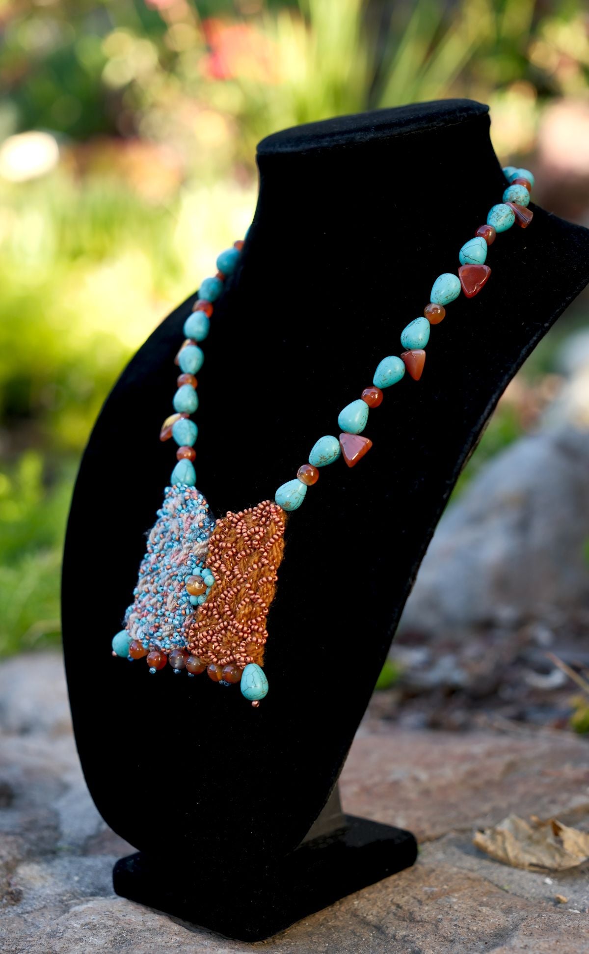 Talisman inspired necklace, Agate, Magnesite & Turquoise