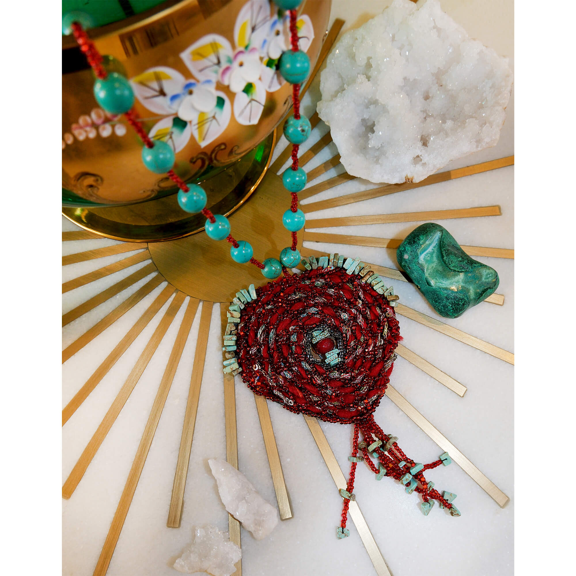 Valentines Heart Necklace with Beaded Tassel