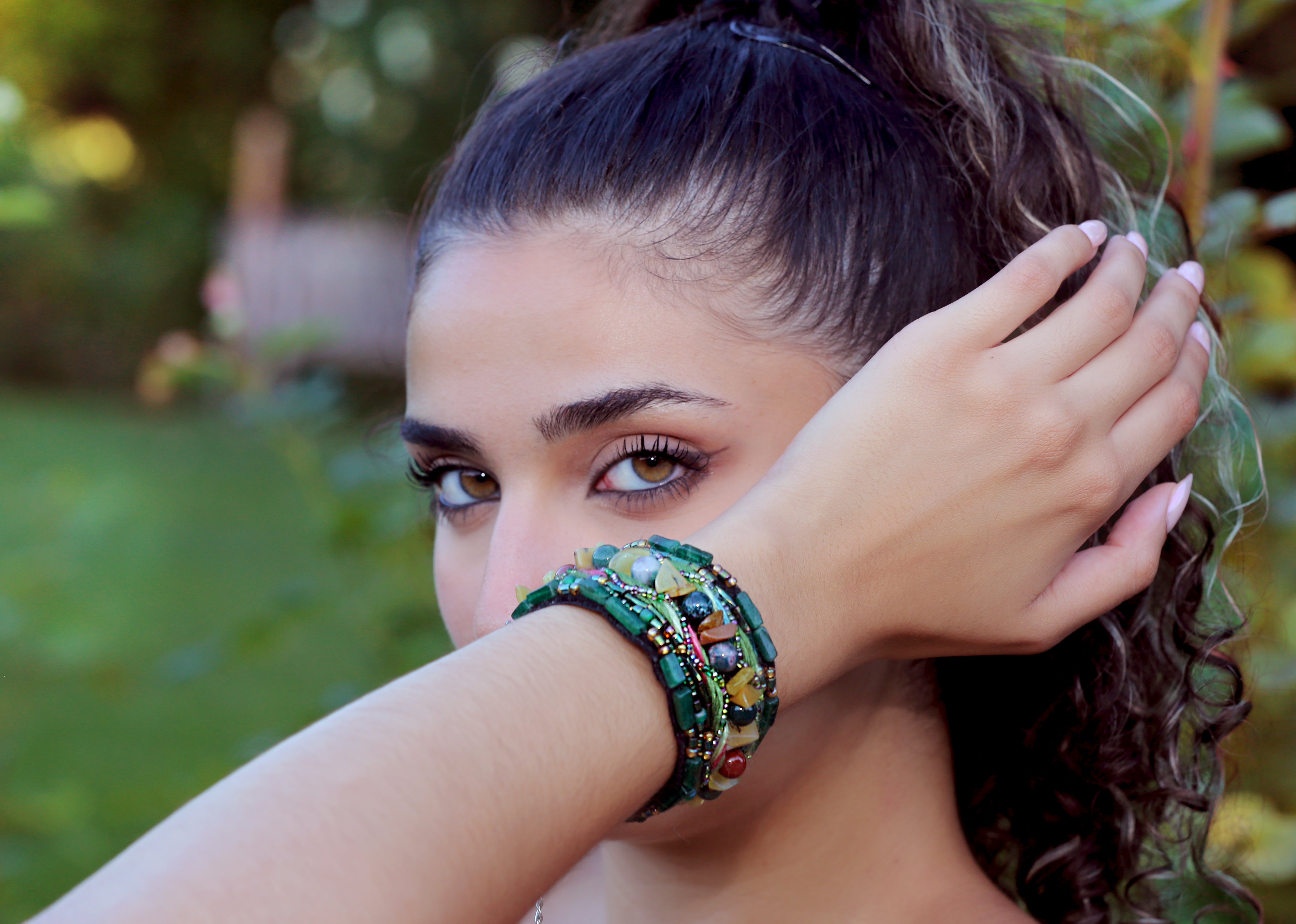 Polychrome Jasper, Green Aventurine & Citrin Beaded Bracelet