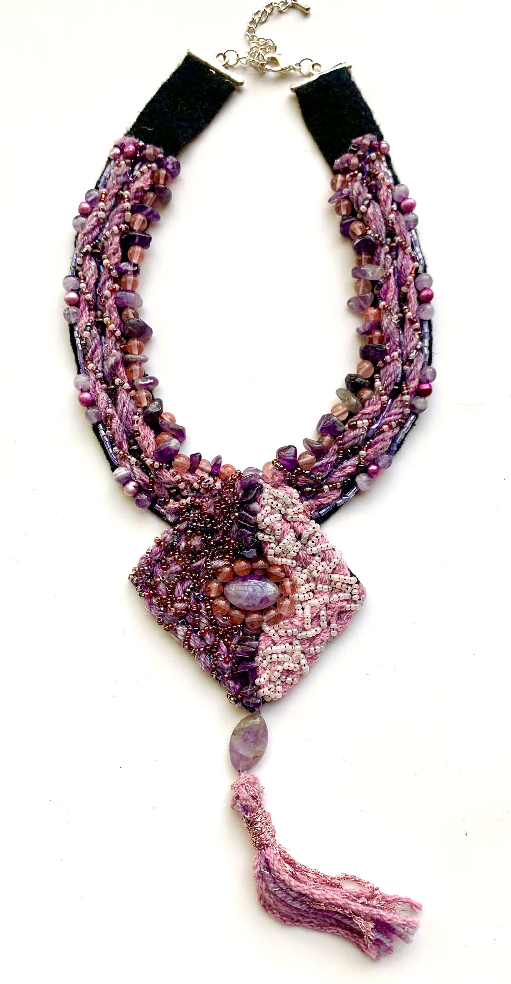 A Dusky Sky Beaded Tassel Necklace