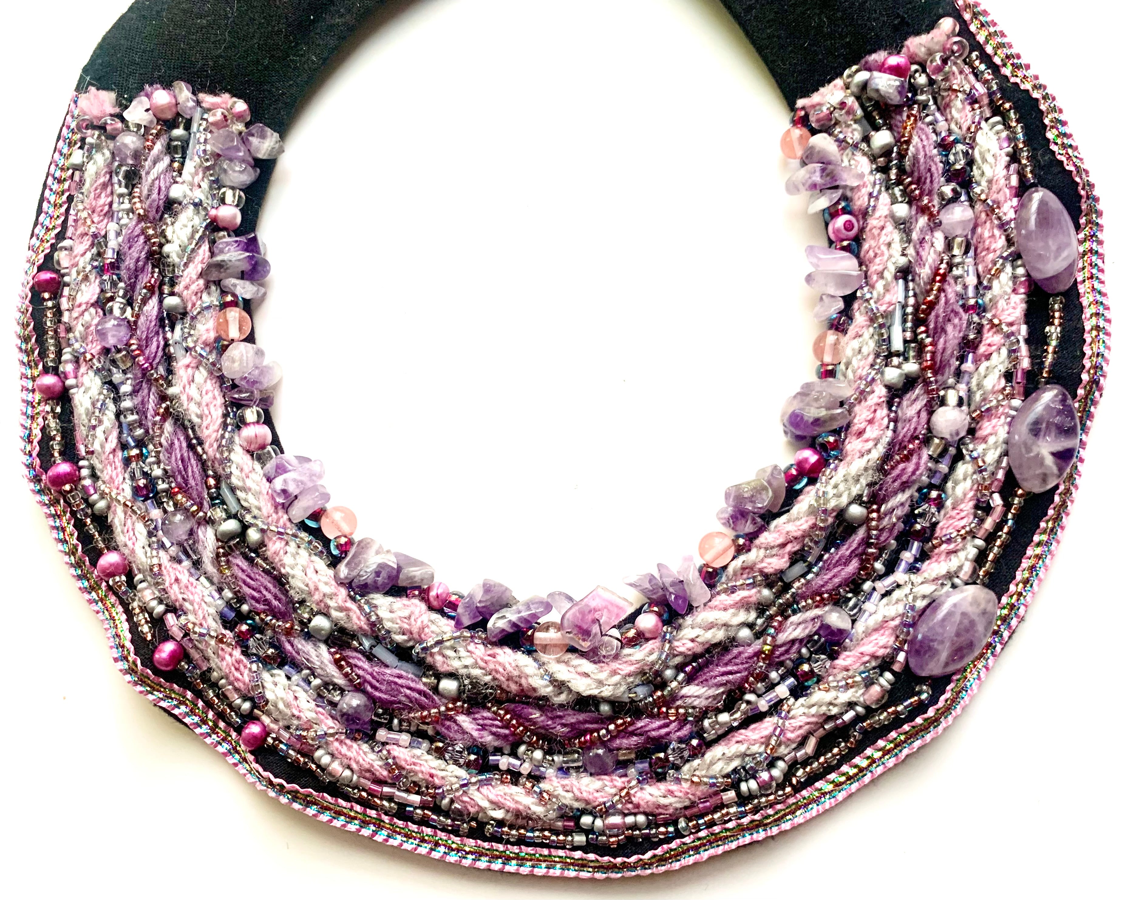 Pink Goddess Rose Quartz, Pink Pearls & Amethyst Necklace