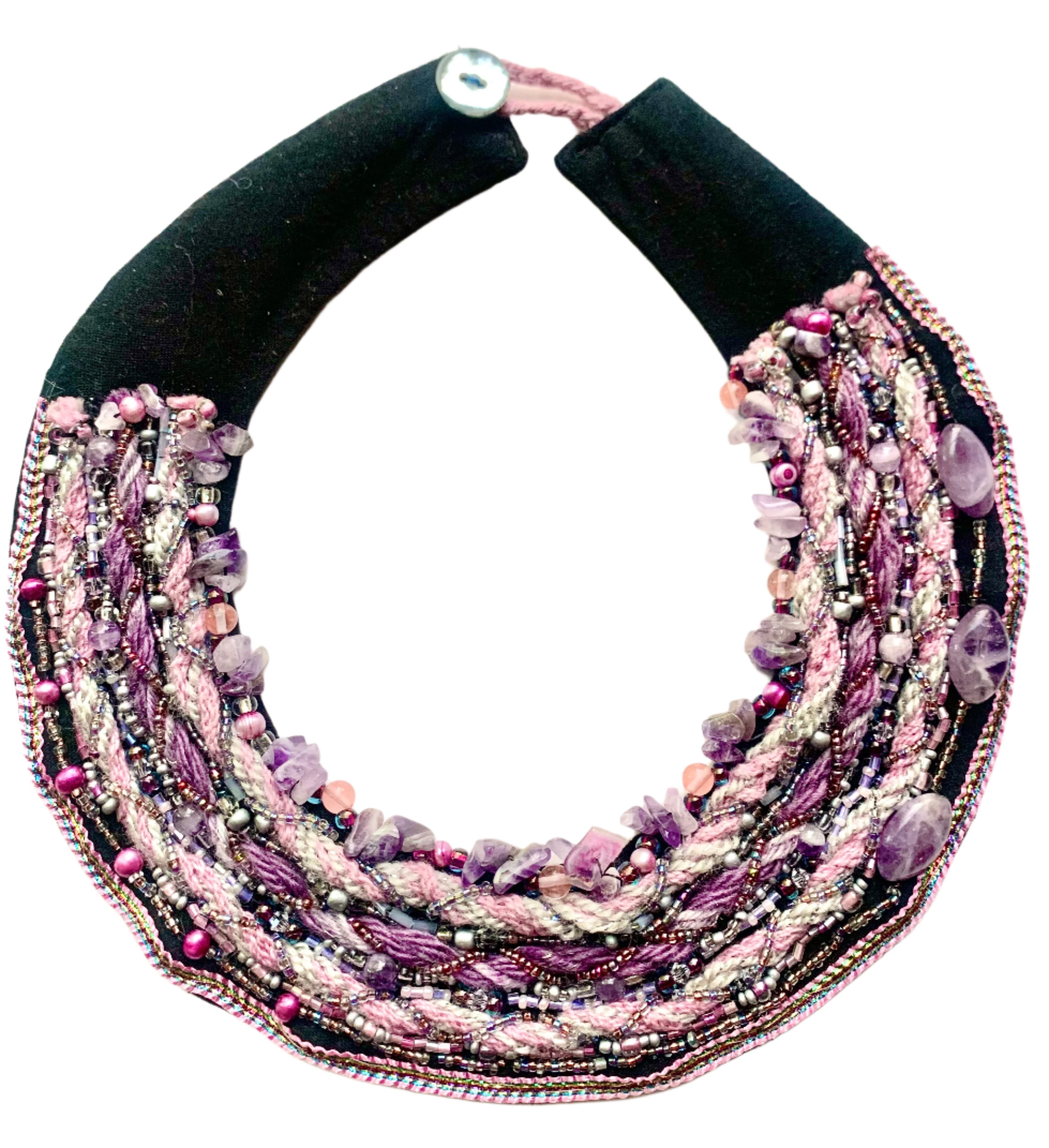 Pink Goddess Rose Quartz, Pink Pearls & Amethyst Necklace