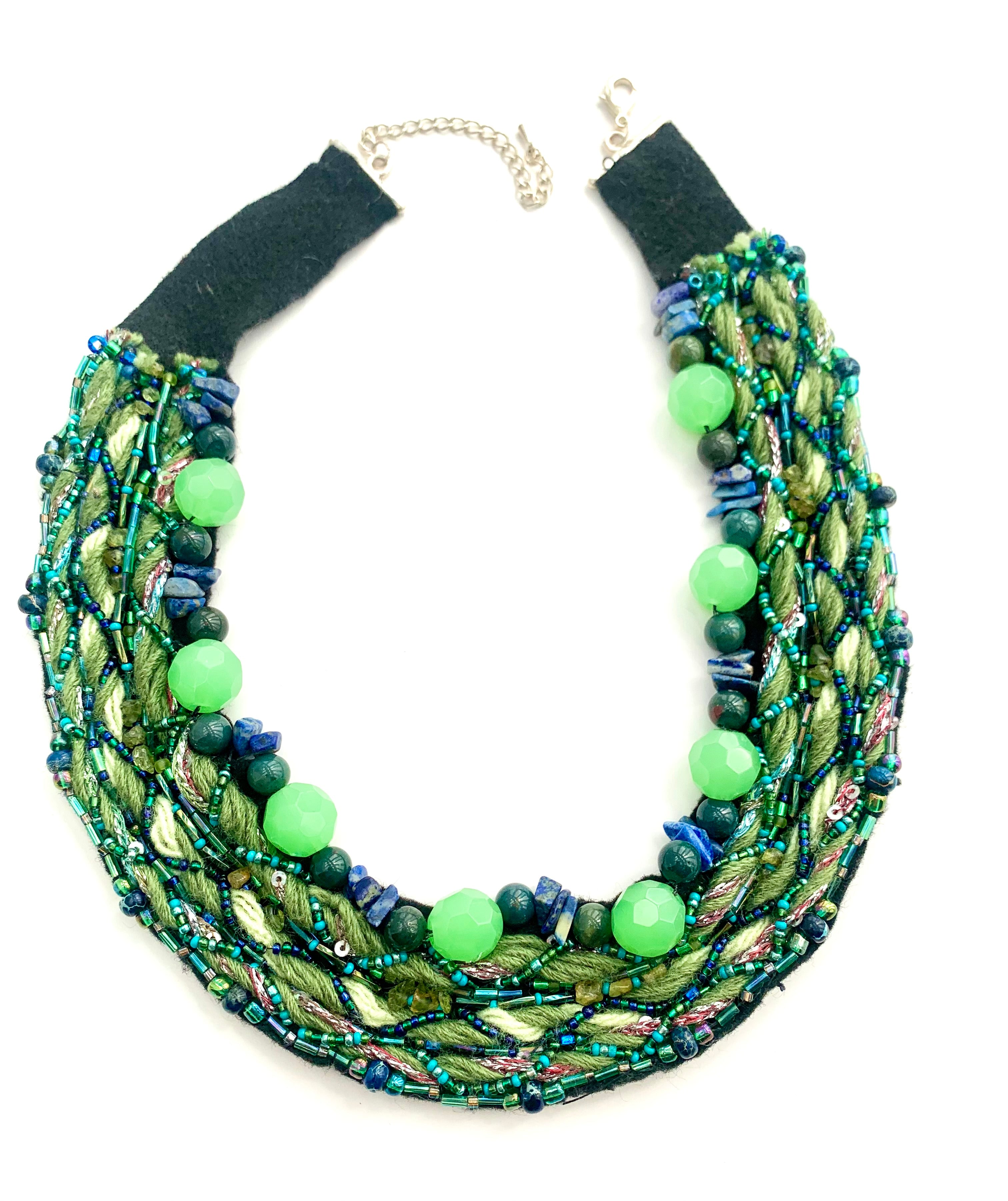 The Green Goddess Statement Necklace with Blue Lapis & Green Chalcedony