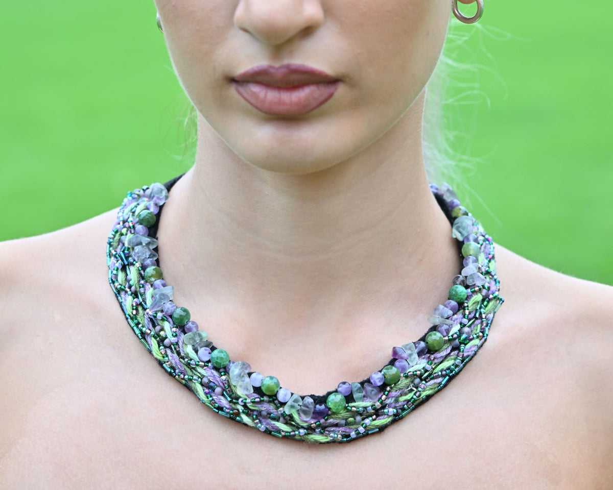 African Violet -Amethyst & Aventurine Necklace