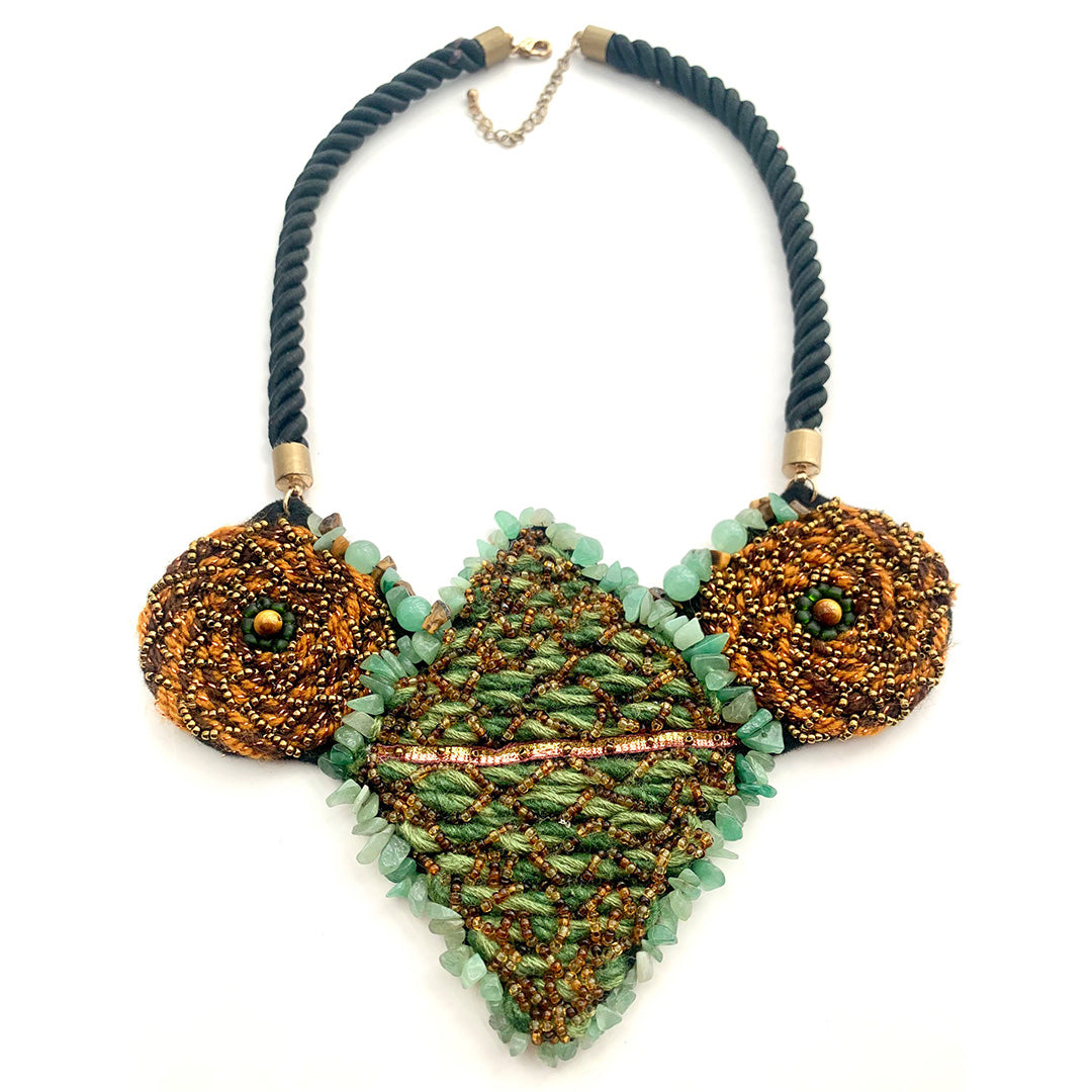 Aventurine with Tiger Eye sRhombus Statement Necklace