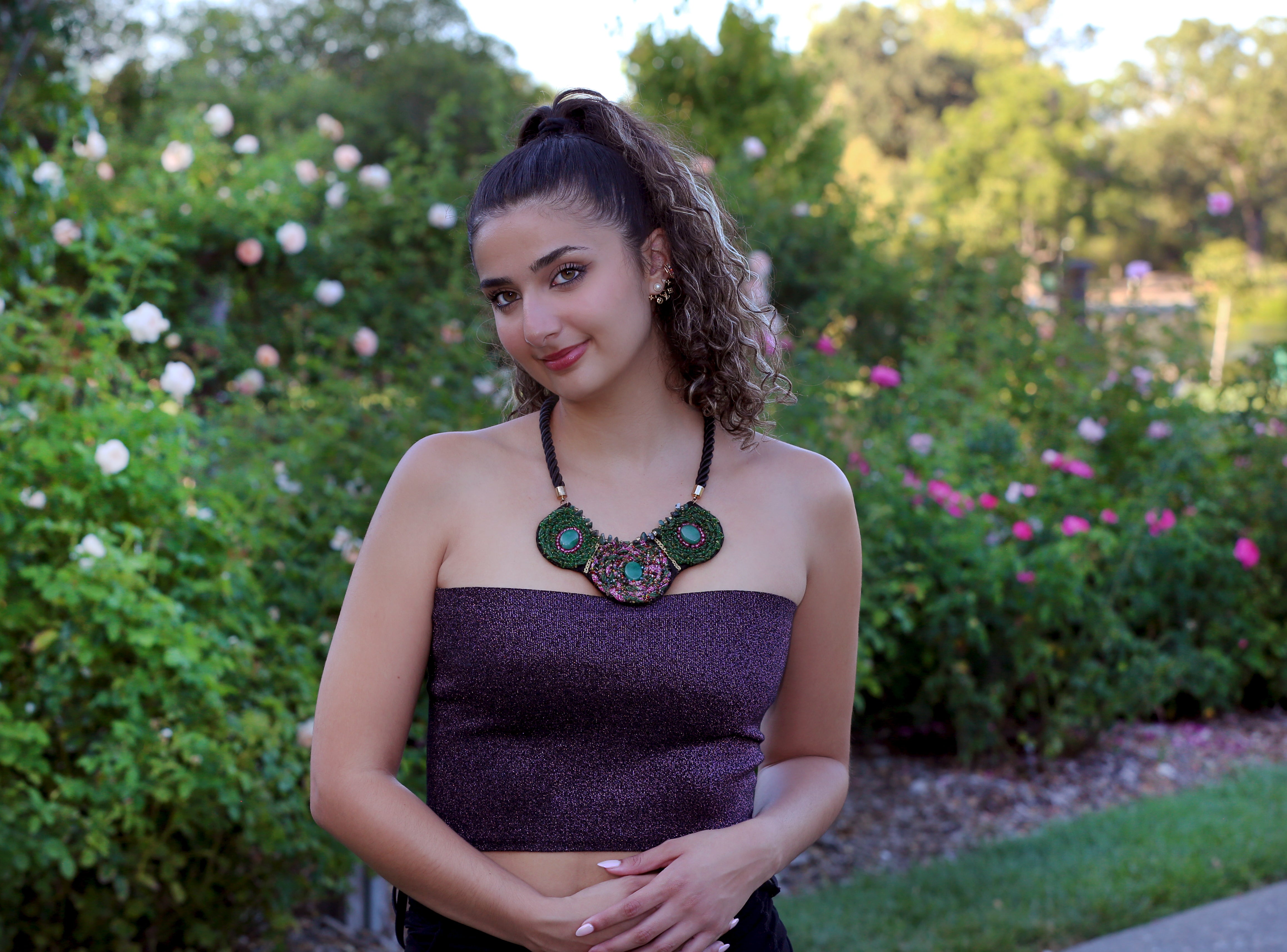 Green Chalcedony flower Necklace