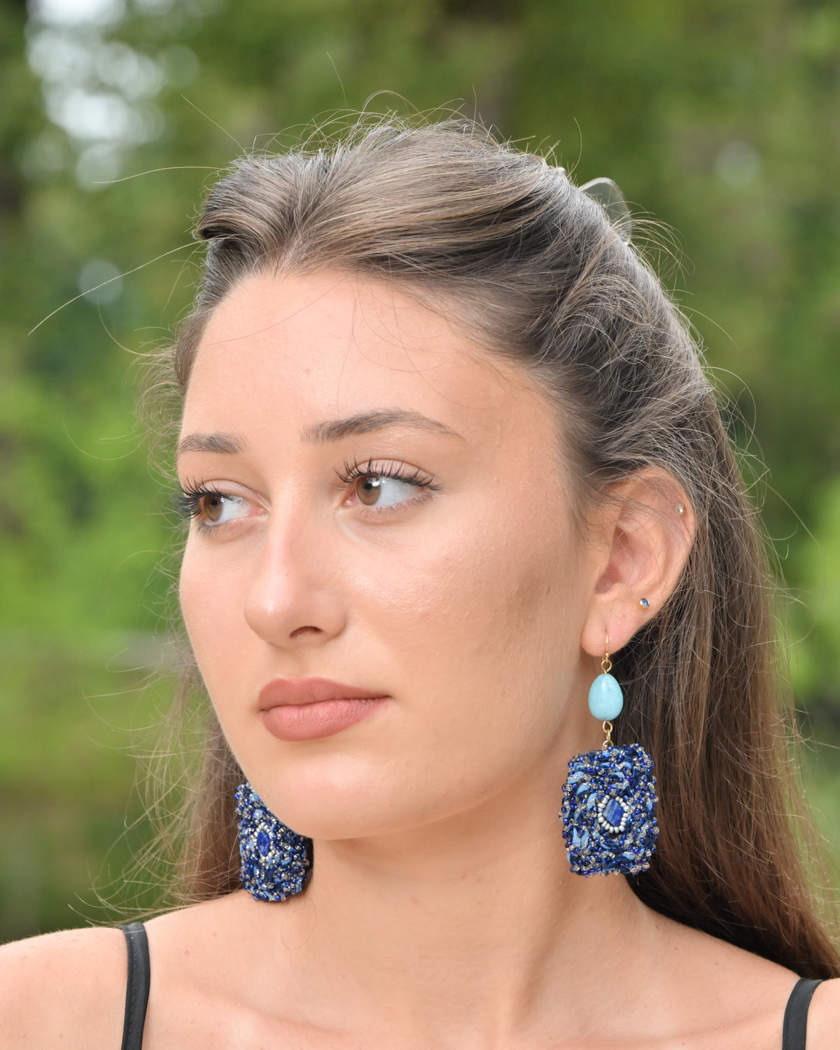 Lapis& Larimar Blue Horizon Drop Earrings
